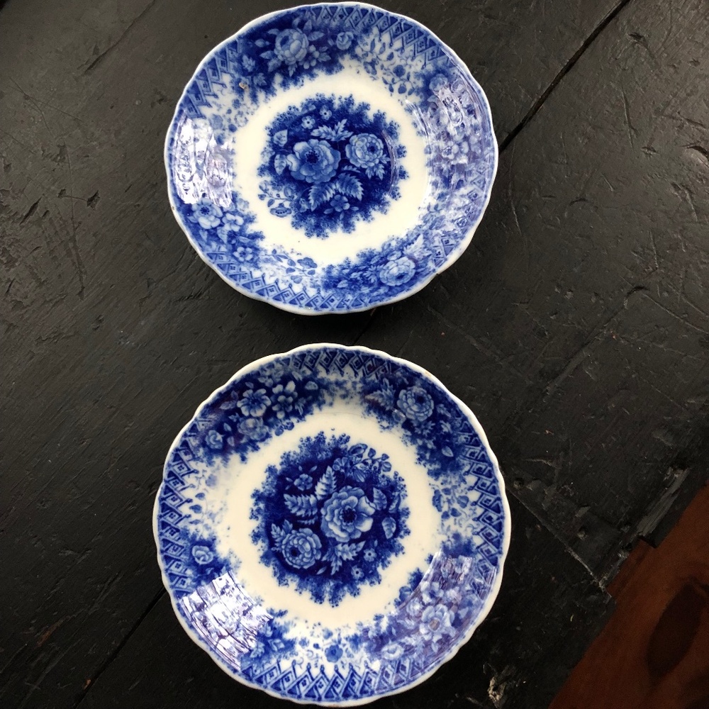 VINTAGE FLOW BLUE SAUCER PLATES - 2